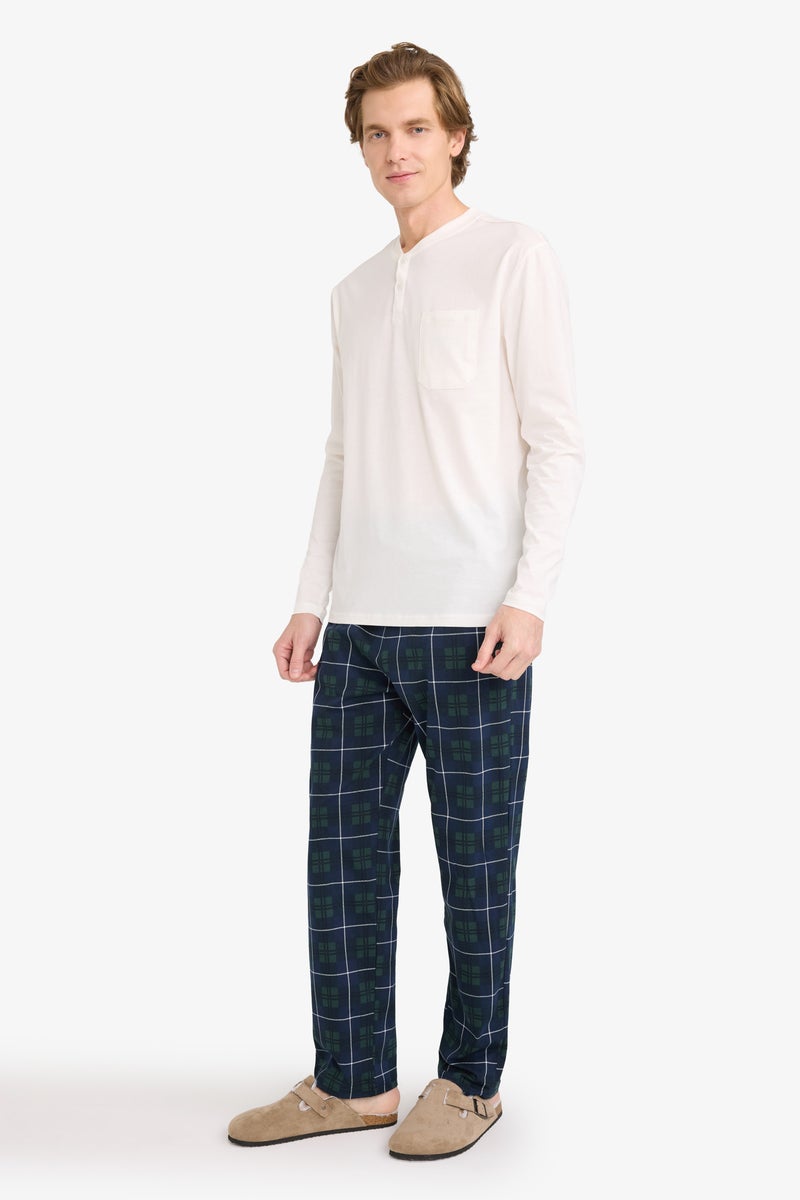 ديفاكتو طقم بيجاما قطن قصة عادية كم طويل - قطعتين - Image 2